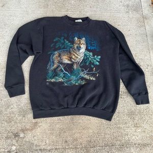 Vintage 90s Cotton Grove Wolf Graphic Crew Neck Sweatshirt Men’s XL USA Made Y2K